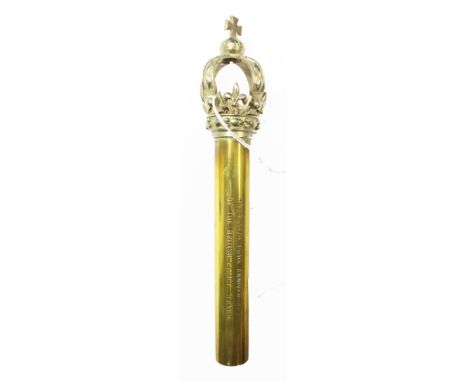 A presentation brass Tipstaff, Crown Pommel, "1829-1979 150th Anniversary of the British Police Service, 22cm