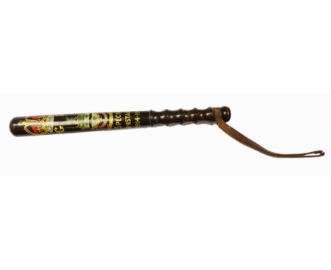 A Presentation painted wood truncheon, painted in polychrome with Crown above G.R Cypher, "BLACKBURN" SPECIAL CONSTABLE 1914-