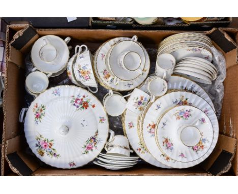 A box of Royal Worcester 'Roanoke' pattern dinner wares, including tureen and cover, six soup bowls and saucers, sets of plat