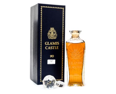 Glamis Catle 90 whisky, in Royal Brierley decanter, to celebrate the Queen Mother's 90th birthday, in box