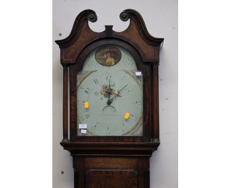 A George III oak and mahogany cased longcase clock, the dial inscribed indistinctly, plus parts 
