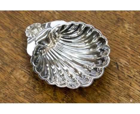 Modern silver scallop dish, Sheffield 1976