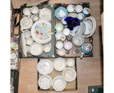 Two boxes of Poole Pottery 'Springtime' part dinner and tea wares, with further Studio Poole Pottery and a further box of ass
