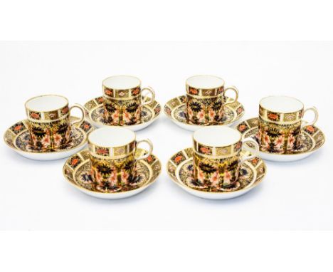 Royal Crown Derby set of six 1128 coffee cans and saucers