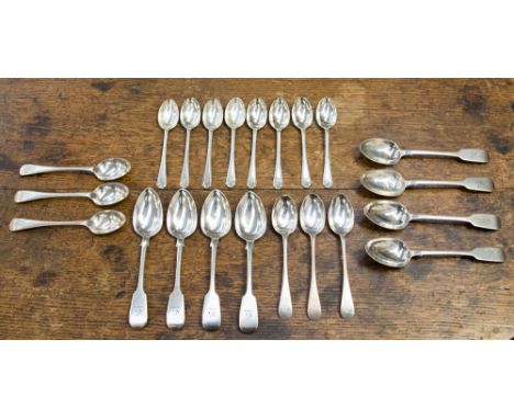 A set of four Victorian Irish silver teaspoons, John Smyth, Dublin 1851; a set of four George IV silver teaspoons,WE, London 