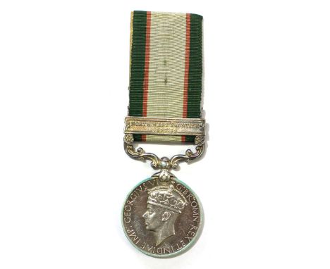 India General Service Medal GR VI (Calcutta Striking) with North West Frontier 1937 - 39 Clasp to Sep Hakam Ali 5-10 Baluch R