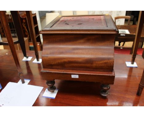 A mid 19th Century mahogany step commode, inset top, standing on turned feet