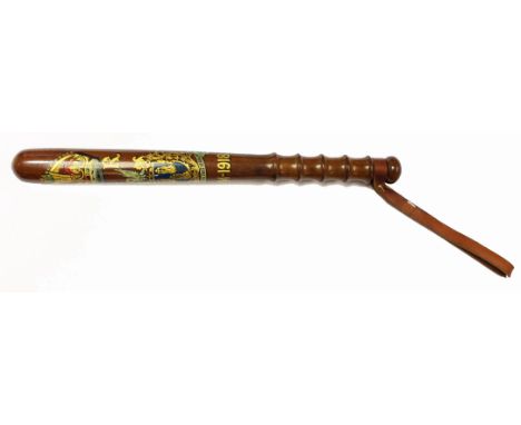 A Presentation painted wood truncheon, painted in polychrome with Crown above G.R Cypher, Kings Lynn Coat of Arms, SPECIAL CO