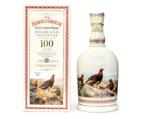 Famous Grouse 100 Whisky, in carton and ceramic decanter 