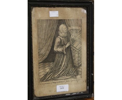 An early 19th/late 18th Century original etching R. Vaughan sculpt of Judge Littleton - the famous English lawyer 