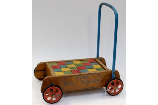 wooden walker with bricks