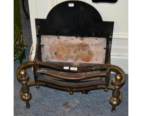 A modern Chesney cast iron silvered metal gas fire grate Purchased from Robert Aagaard and company