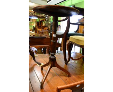 A 19th century burr oak dish topped tripod table 