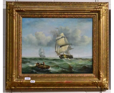 A 20th century seascape, oil on panel signed Lawrence, framed