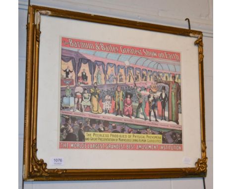 A reproduction Barnum & Bailey 'Greatest Show on Earth' poster/print