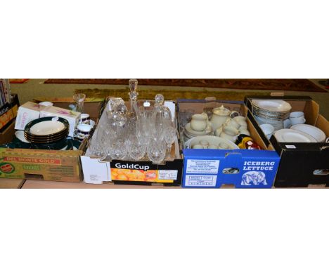 Assorted cut glass, dinner wares, Royal Worcester ''Evesham'' oven to table wares etc