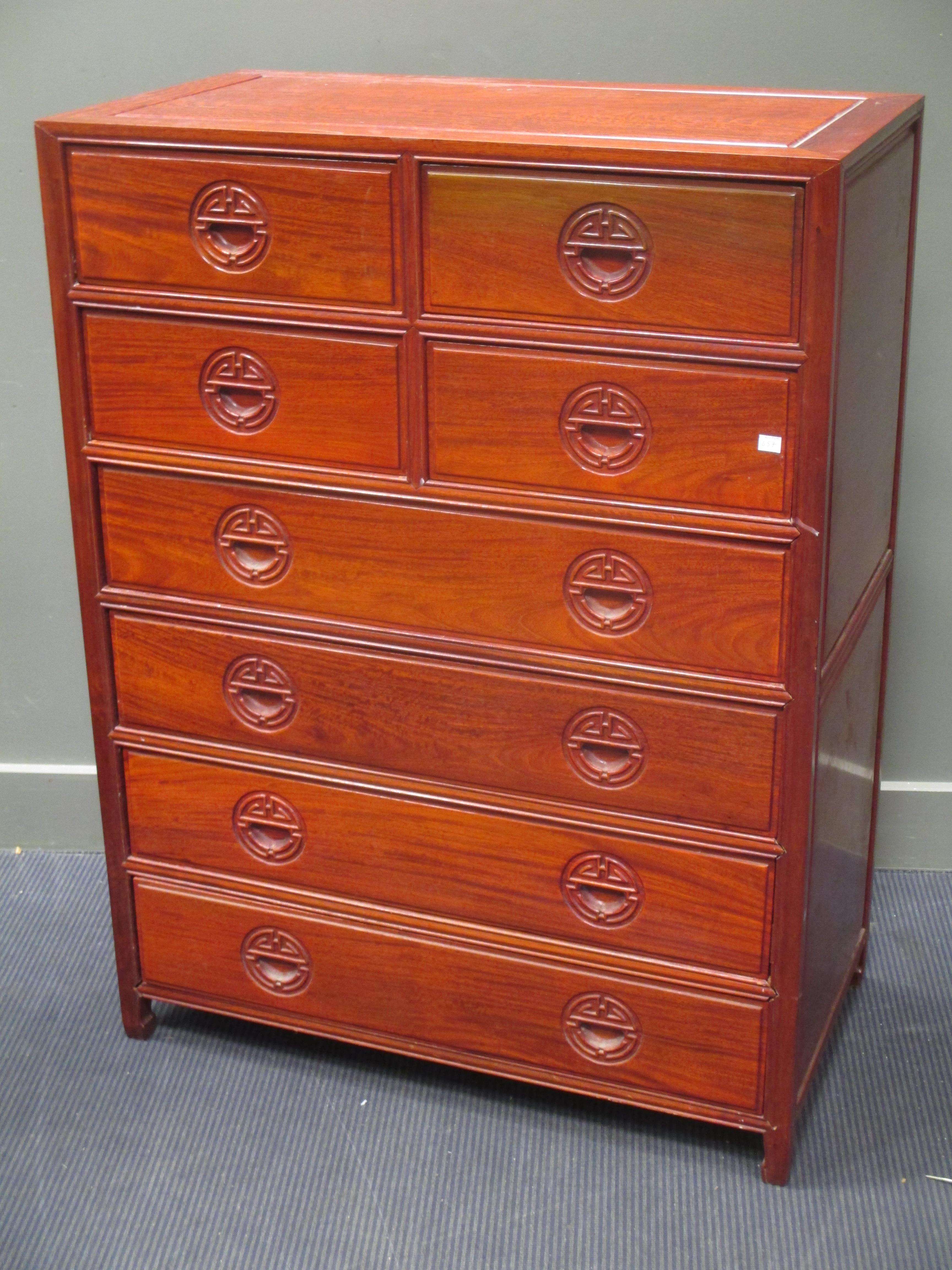 A Chinese large chest of drawers, modern, 91.5cm wide in Cheffins