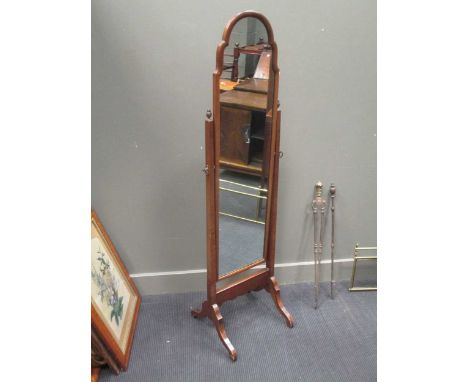 A 1920s cheval mirror, 157cm high