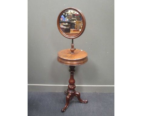 A Victorian mahogany dressing table stand with circular mirror, 148cm high