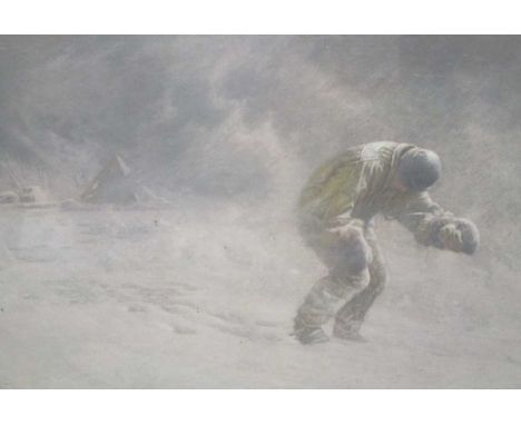 J. C. Dollman. A Very Gallant Gentleman, colour print of Captain Oates leaving the tent in the Antarctic, signed to the mount
