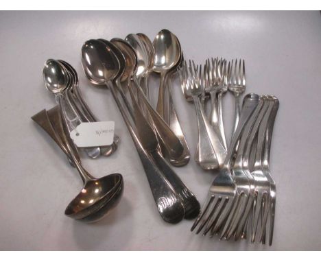 A quantity of Old English pattern silver flatware, c.48.4ozt