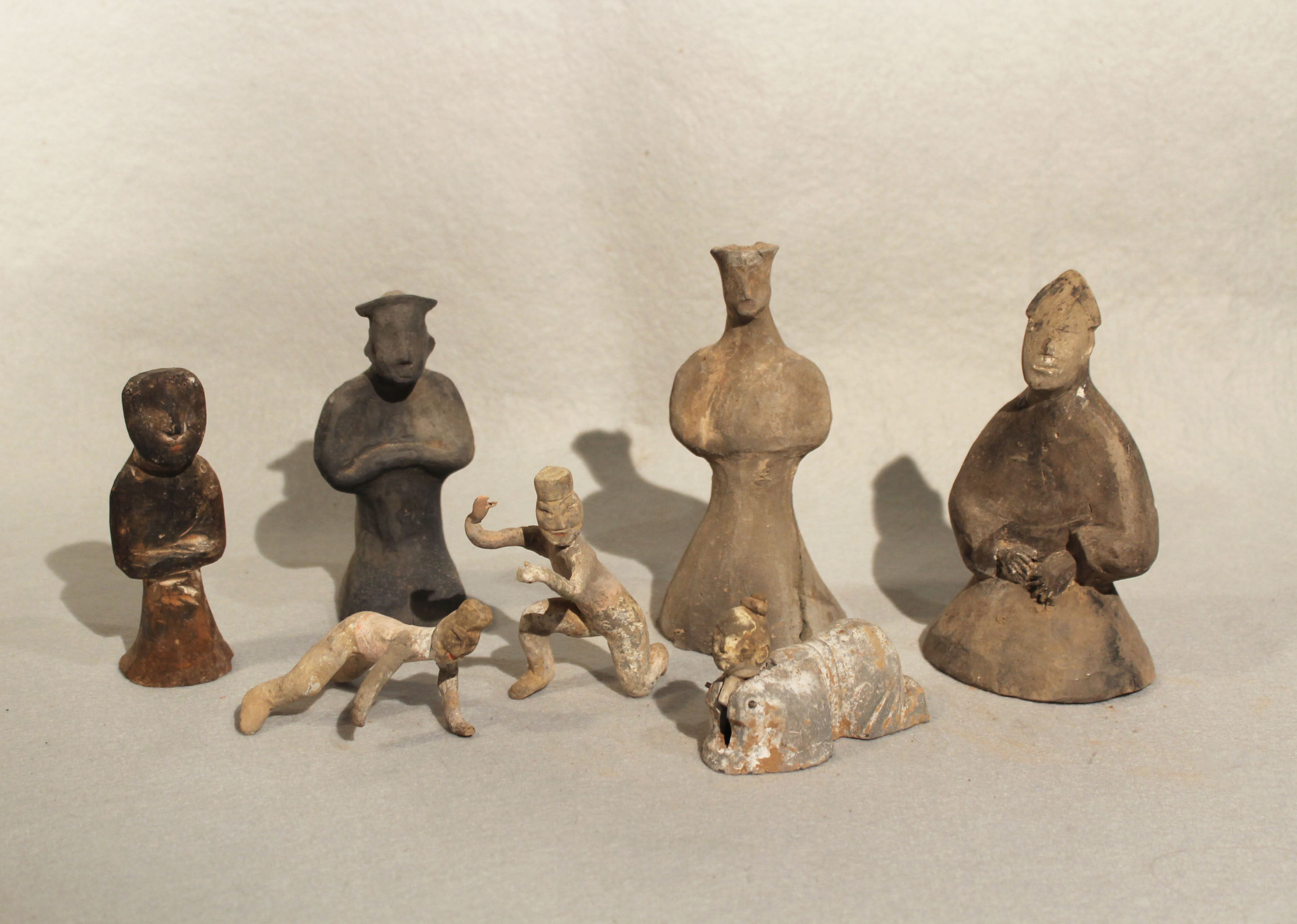 A Group Of Seven Chinese Pottery Tomb Figures, Of Diverse Type ...