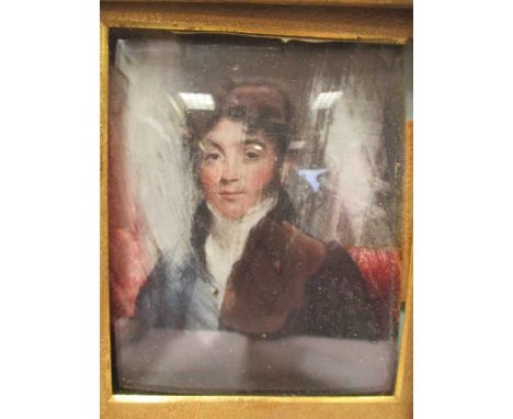 A late 18th century portrait miniature, probably on ivory with a good gilt frame