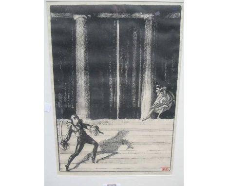 Phyllis Emmerson, Pierrot and Columbine, 1919, signed, lithograph, signed in pencil, dated 1924, 34 x 24cm; Tom Patten, ox ca