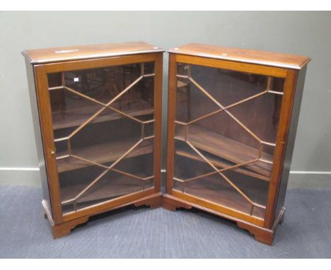 A pair of early 20th century George III style mahogany astragal glazed bookcases, on bracket feet 104 x 80 x 32cm (2)