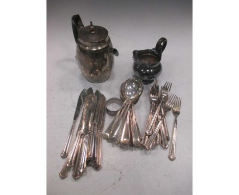 A collection of assorted silver cutlery and silverware, 7.3ozt weighable, together with a quantity of silver plated items, ma