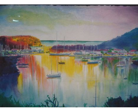 J.A. Maley, Harbour Scene, hand signed giclee print, numbered 95/175, 37.5 x 48cm