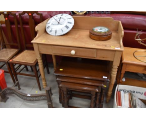 A Victorian stripped pine wash stand, having frieze drawer with ceramic handle, width approx. 89cm