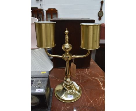 A brass two branch table lamp