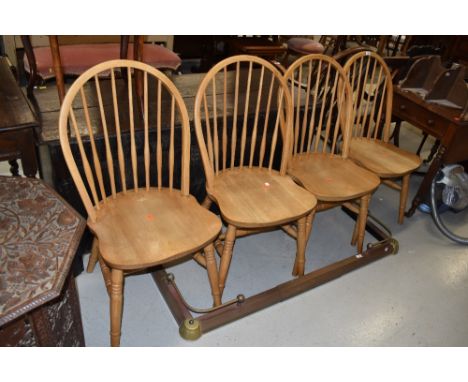 A set of traditional hoop and stick back dining chairs, each width approx. 44cm, similar to Ercol