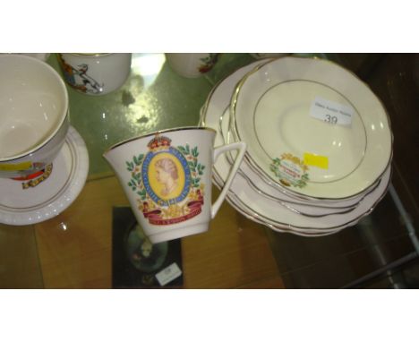Shelf of commemorative ware