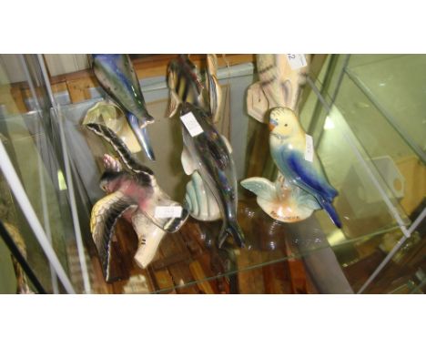 Shelf of Jema Holland and other  bird & fish ornaments