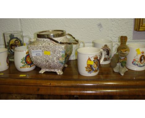 Shelf of assorted china including commemorative ware