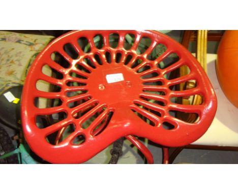 Retro style adjustable painted tractor seat stool