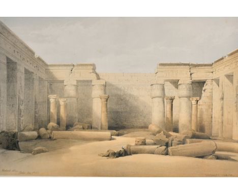 David Roberts, 'Medinet Abou, Thebes', 19th Century lithograph, published by F.G. Moon, 14" x 19.5" (36 x 49.5cm).