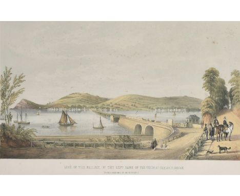 William Spreat (publisher) after M. Dawson, 'Line of the Railway, up the Left Bank of the Teign at Shaldon Bridge', hand colo