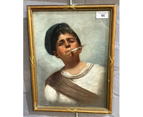 Italian School, portrait of a young boy smoking a cigarette and portrait of a bearded gentleman smoking a pipe, both indistin