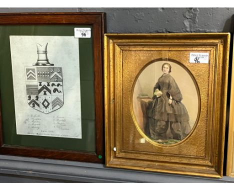 British School (19th century), full length portrait of a lady.  Watercolours.  Oval, 19x15cm approx.  Together with framed co
