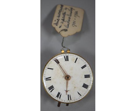18th century pocket watch movement only by Andrew Dunlop of London, having Fusee movement with foliate pierced balance cock, 
