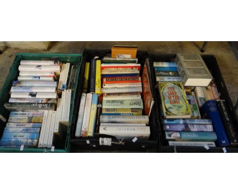 Three crates of books to include: Tolkien, J.R.R; 'The Lord of the Rings' book club associates edition, various first edition