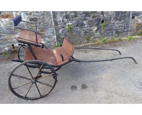 Horse drawn vehicle - modern light two wheeled pony trap with square section tubular framing and spring axles. (B.P. 21% + VA