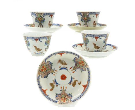 Polychrome decor, saucers are 13 cm. in diameter, in diverse conditions.