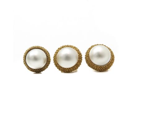Set of 18KG Pearl Earrings and Ring.
