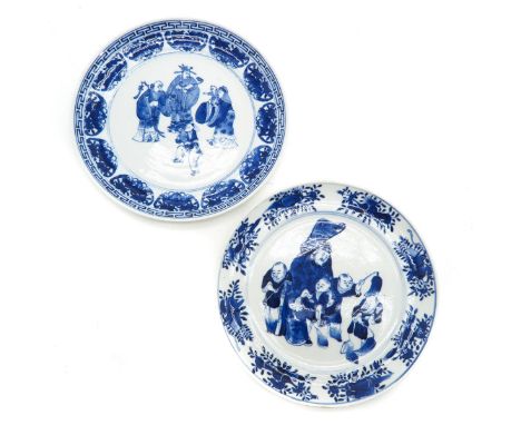 Including decor of Fu, Lu ,and Shou, largest is 20 cm. in diameter, marked with Jade mark on the bottom.