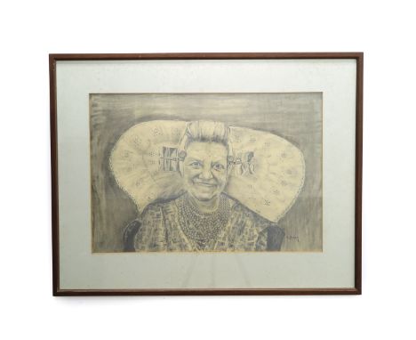 Portrait of Dutch lady in traditional Dutch dress,  54  x 37 cm.