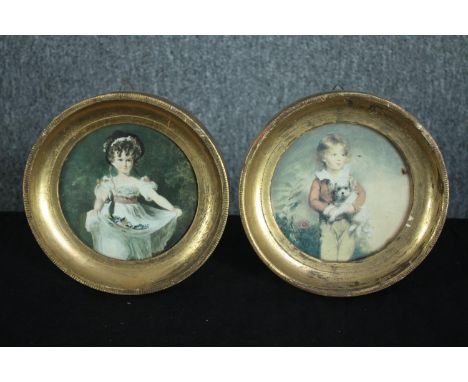 Two portrait prints of children in oval frames. One by Thomas Lawrence. Dia.17cm. (each) 